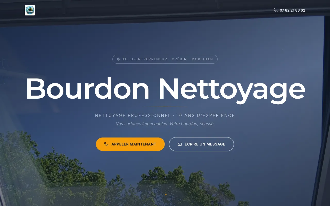 Page d’accueil du site de Bourdon Nettoyage, Nettoyage professionnel